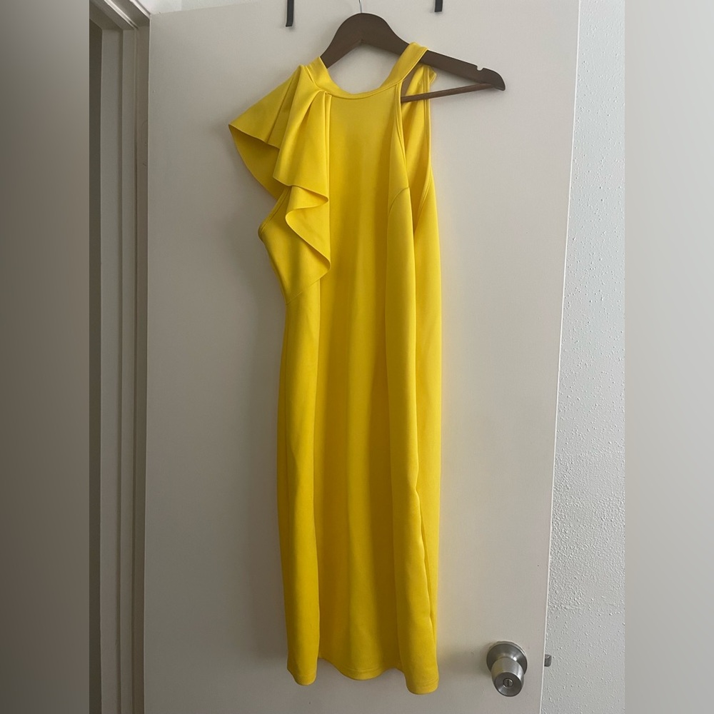 Elegant Yellow Ruffle Dress